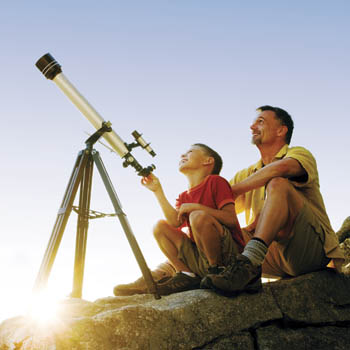 man with son
