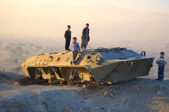 Children on tanks
