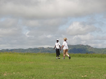 Hannah on the airstrip