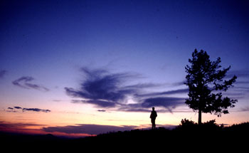 Man against sunset of life