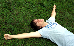 boy on lawn