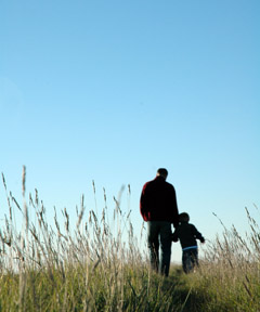 field, father and son