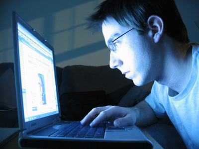 working on the computer