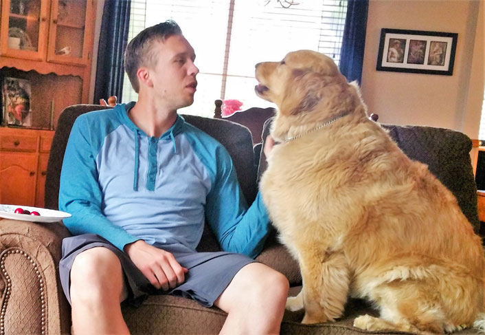 Nick Foles with Randy's dog Maggie