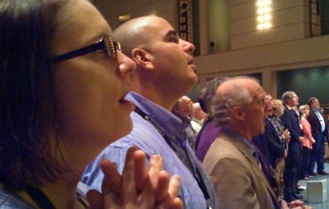 Angie and Dan Stump, and John Piper, at the Desiring God National Conference