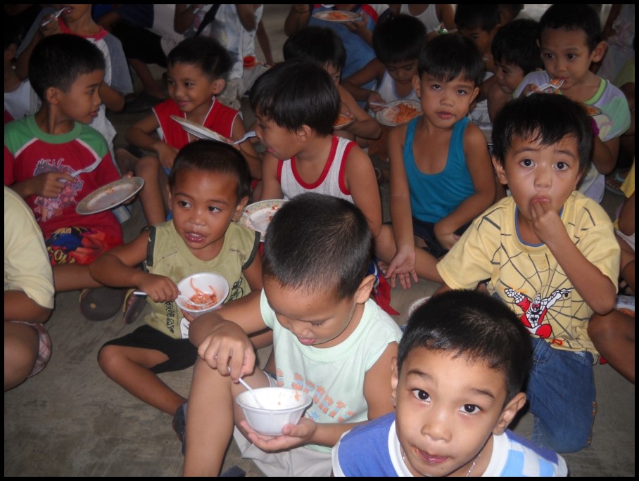 Children receiving food