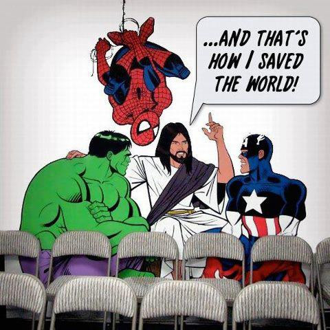 Jesus with superheroes
