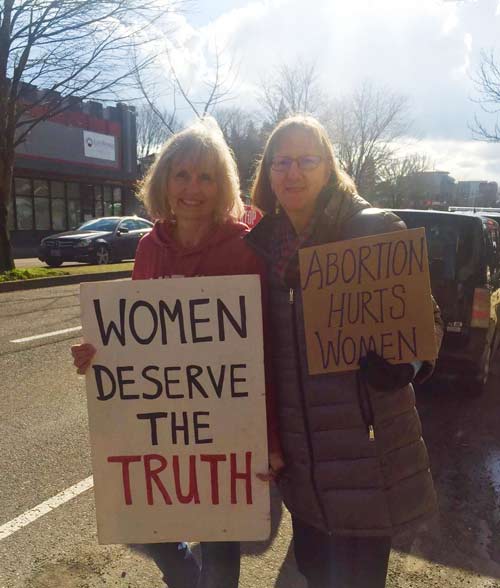 Kathy and Karen at the Defund Planned Parenthood rally