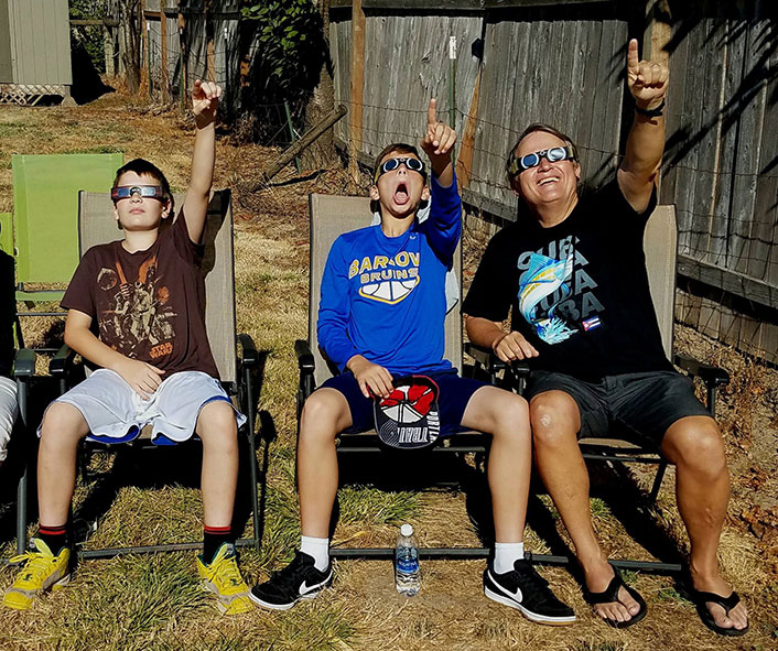 Randy and grandsons at total eclipse, August 2017