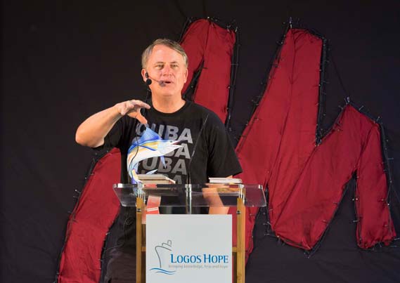 Randy speaking on the Logos Hope